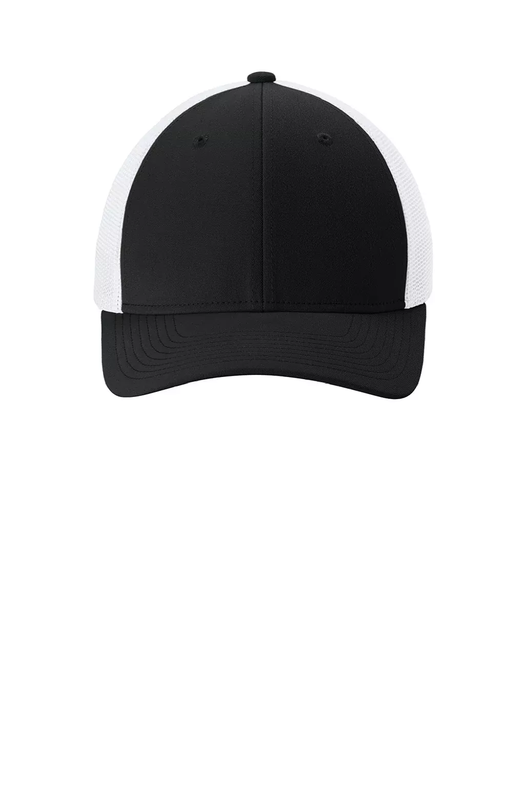 Sport-Tek Hats Mens Moisture Wicking Stretch-Tek Mesh Back Hat - Black/White