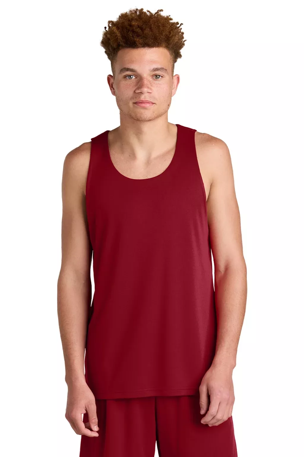 Sport-Tek Mens Moisture Wicking Competitor Rev Tank Top - Deep Red/Black