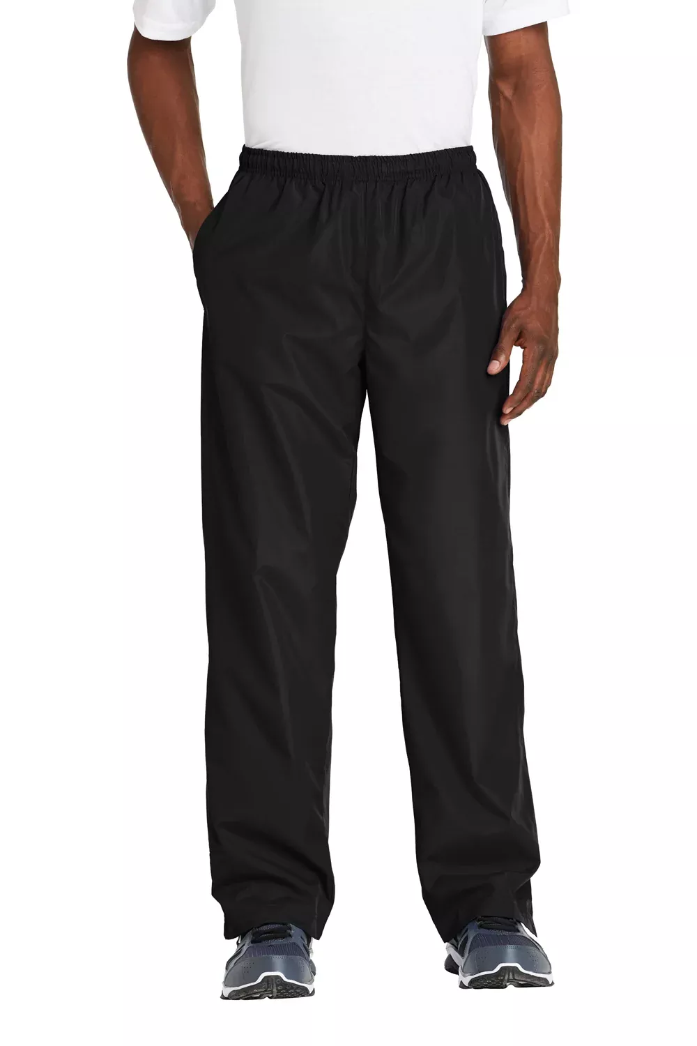 Sport-Tek Mens Water Resistant Wind Pants w/ Pockets - Black