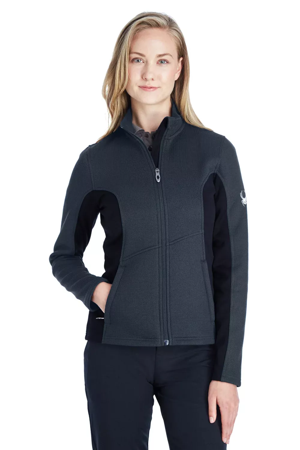 Spyder Womens Constant Full Zip Sweater Fleece Jacket - Frontier Blue/Black