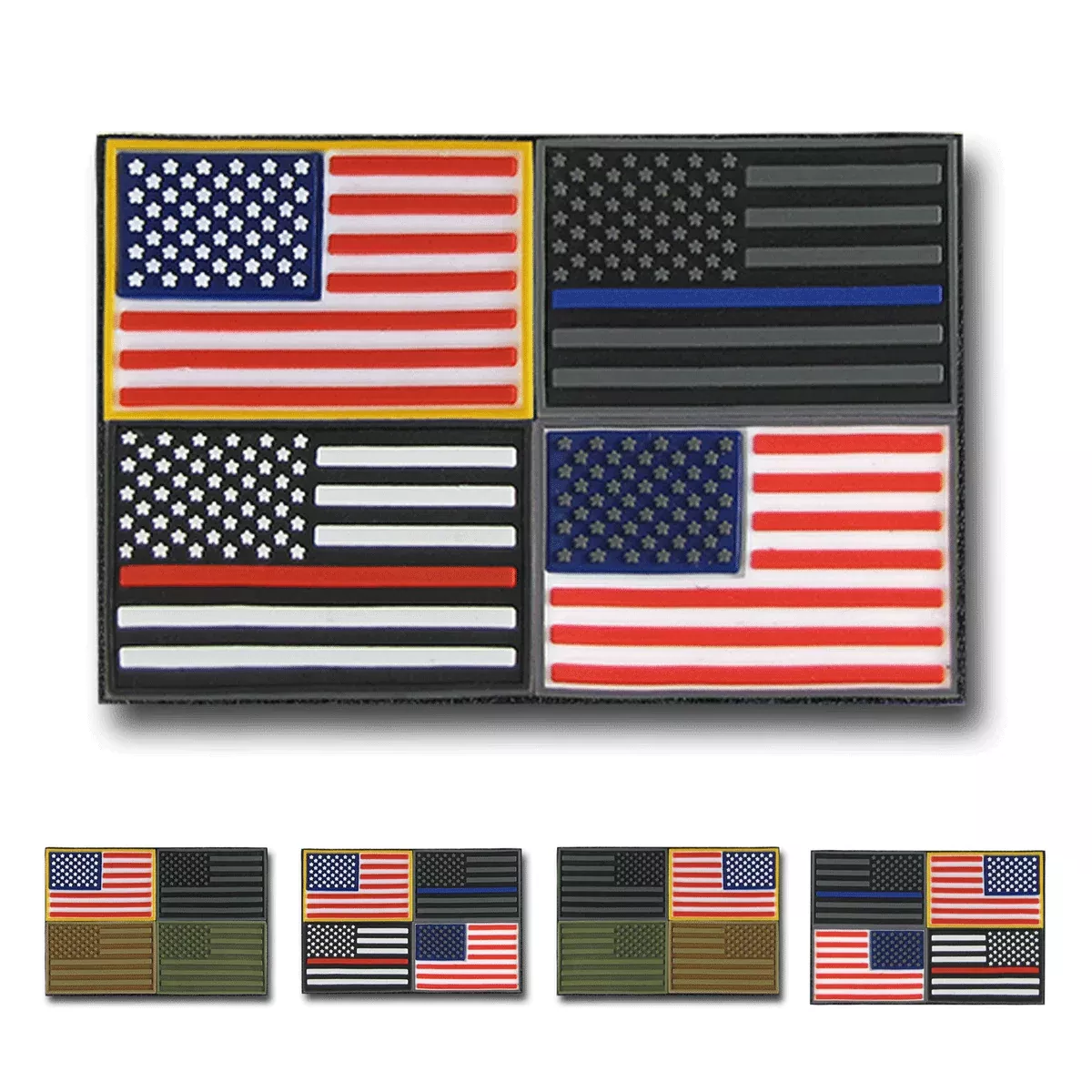 Tactical USA Flag Tactical Mini Rubber Patches, H&L Hook & Loop-Back, Velcro - RapDom T96