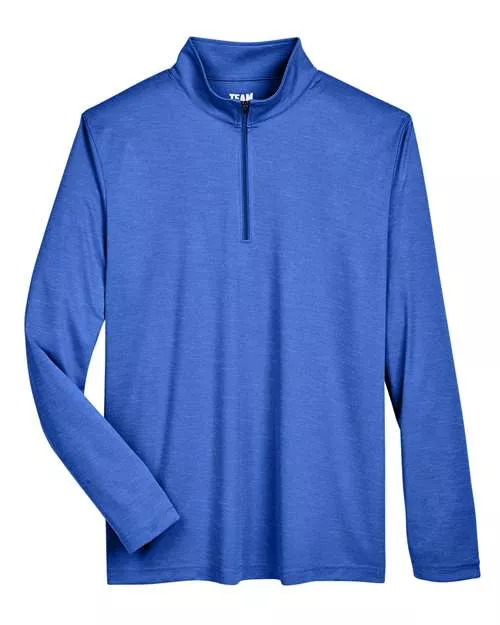 Team 365 TT31H Men's Zone Sonic Heather Quarter-Zip Pullover – 3.5 oz. Sonic Heather Polyester | XS–4XL