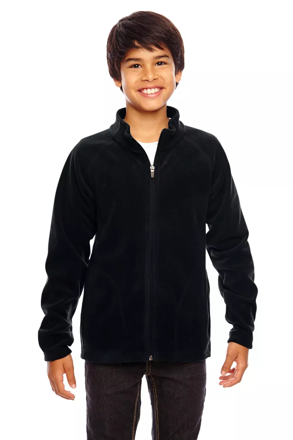 Team 365 Youth Campus Pill Resistant Microfleece Full Zip Jacket - Black