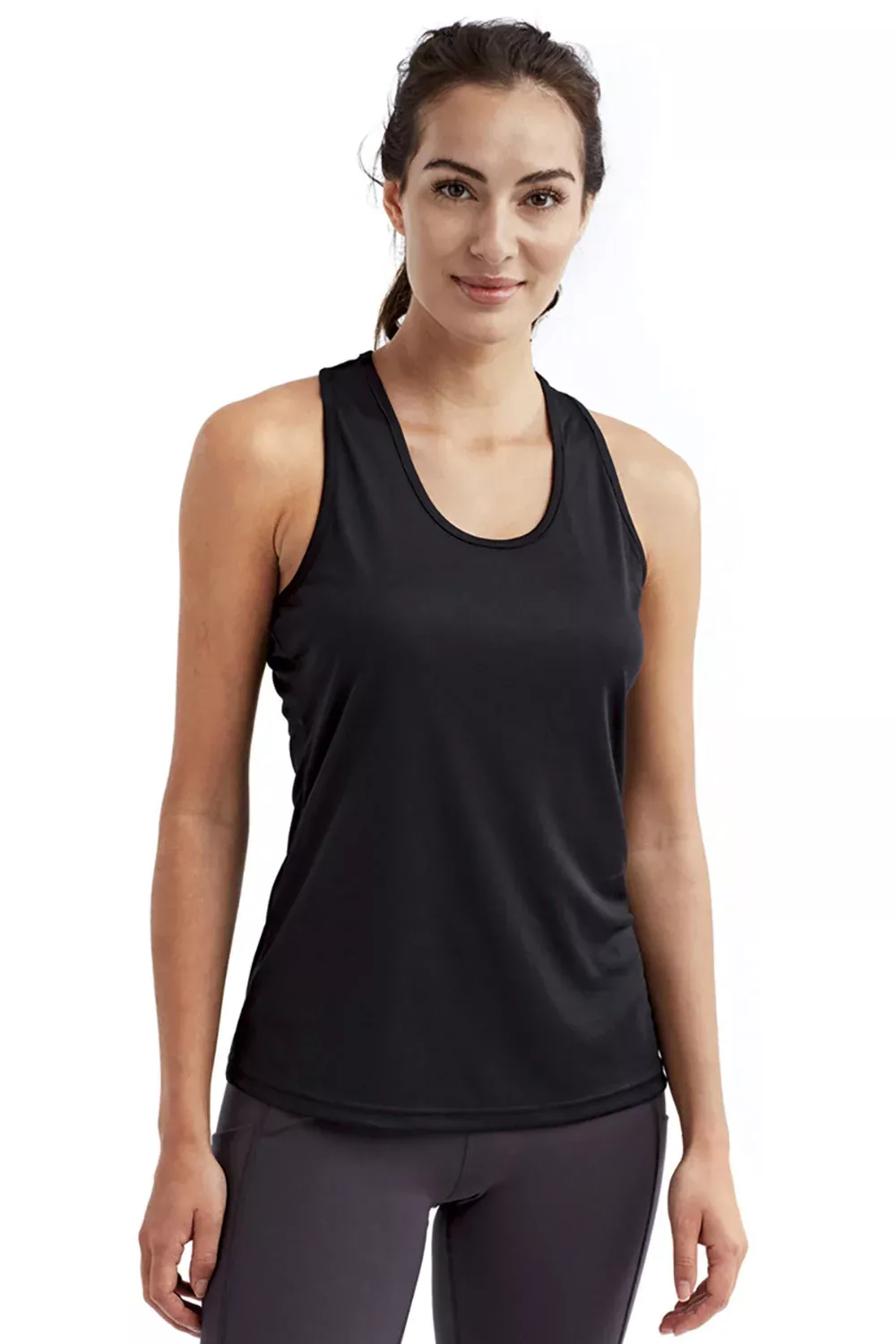 TriDri Womens Venus Knot Back Moisture Wicking Tank Top - Black