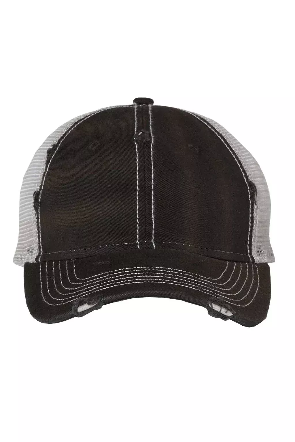 Valucap Hats Mens Bounty Dirty Washed Mesh Back Adjustable Hat - Black/Silver Grey