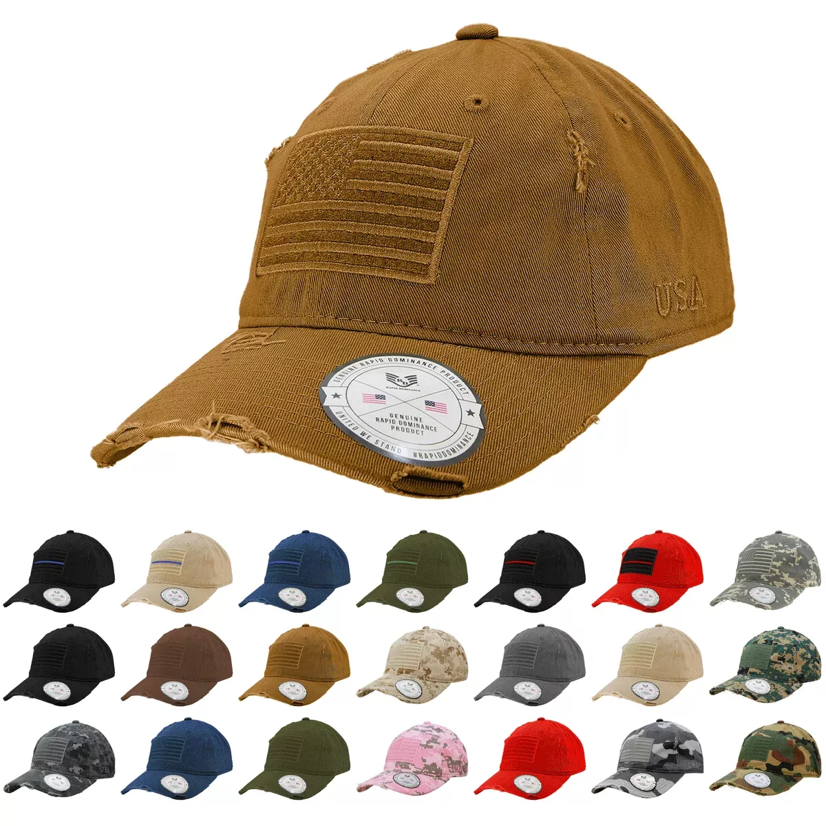 Vintage USA Flag Patch Cap, US Flag Dad Hat, America - Rapid Dominance A18
