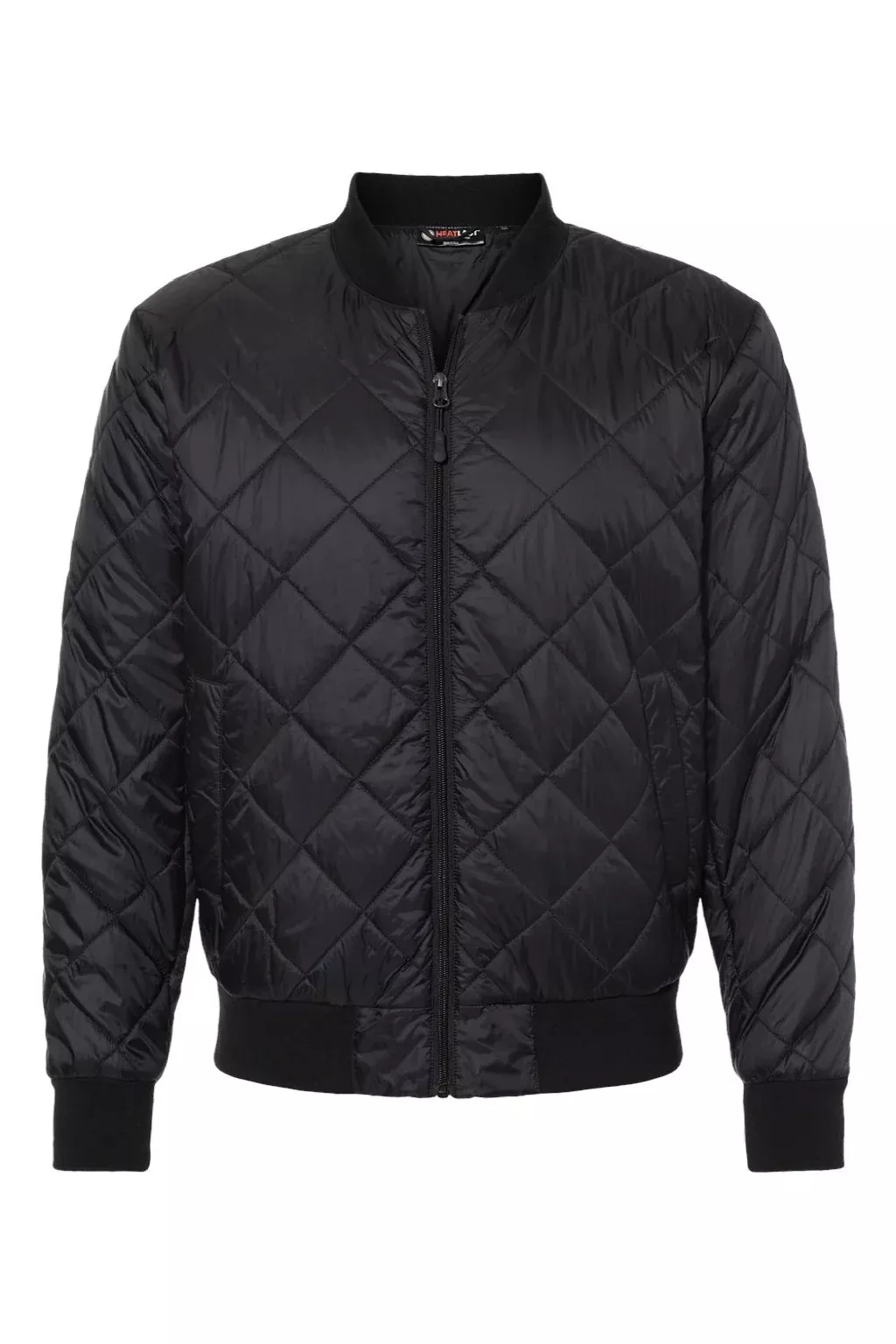 Weatherproof Mens HeatLast Quilted Packable Wind & Water Resistant Full Zip Bomber Jacket - Black