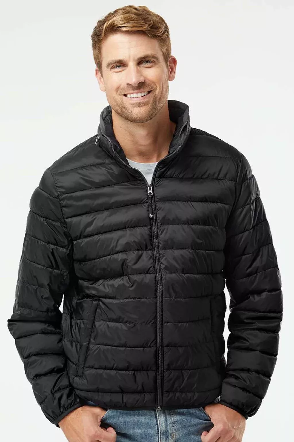 Weatherproof Mens PillowPac Wind & Water Resistant Full Zip Puffer Jacket - Black