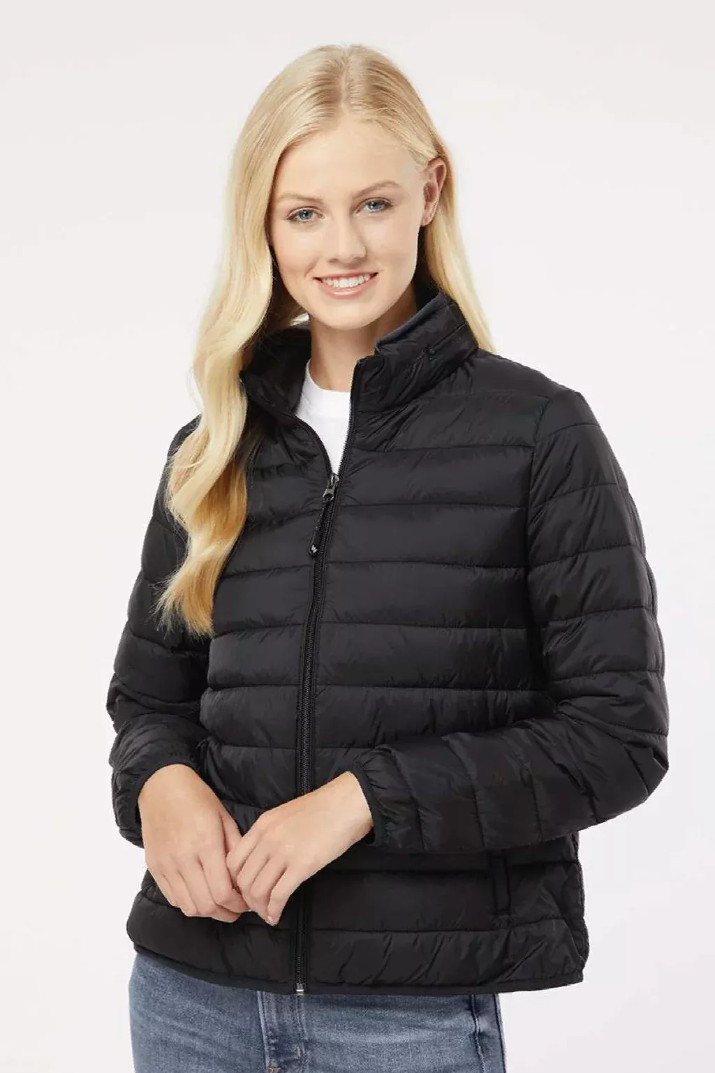 Weatherproof Womens PillowPac Wind & Water Resistant Full Zip Puffer Jacket - Black