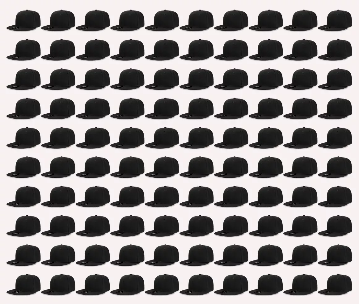 Wholesale Snapback Hats, Bulk Snapbacks, Blank Flat Bill Caps - 100 packs
