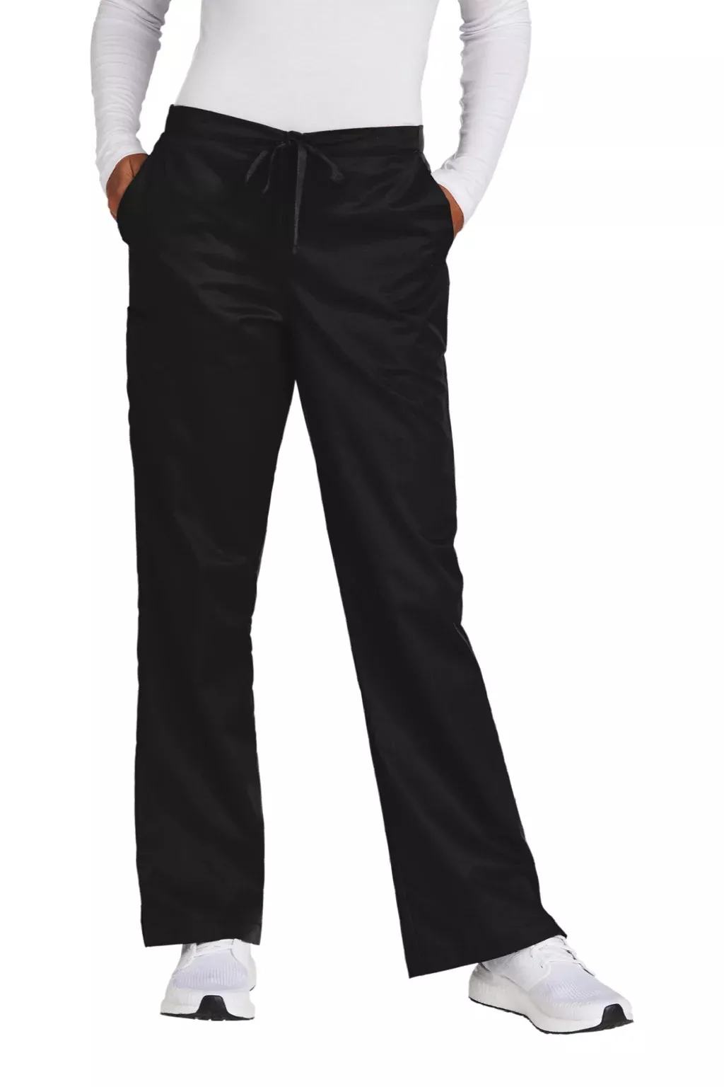 Wonderwink Womens WorkFlex Flare Leg Cargo Pants w/ Pockets - Black