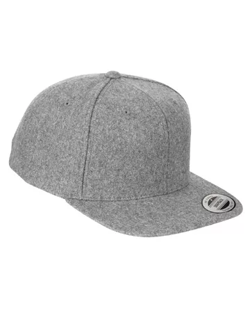 Yupoong Adult 6-Panel Melton Wool Structured Flat Visor Classic Snapback Cap. 6689