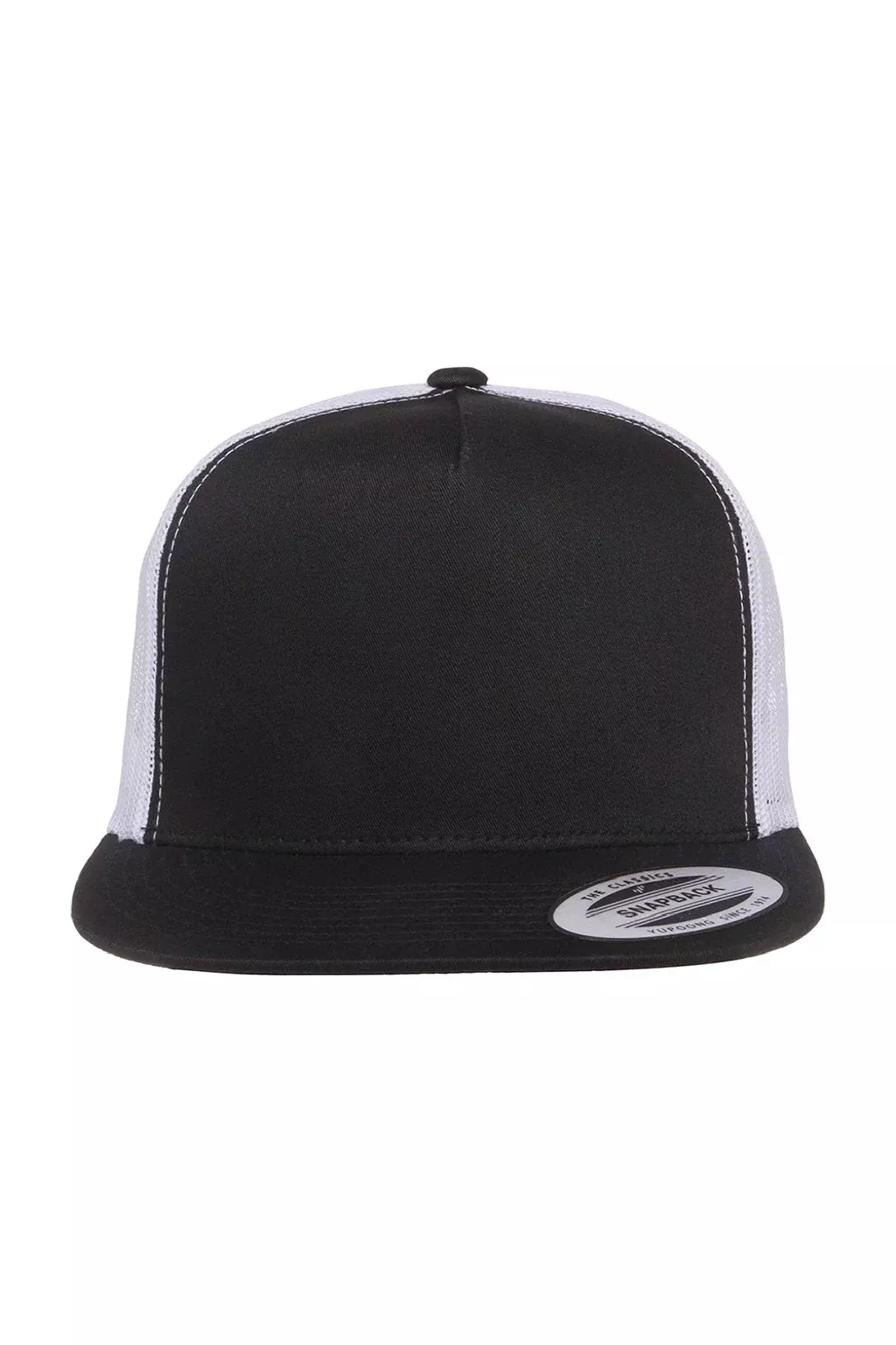 Yupoong Hats Mens Adjustable Trucker Hat - Black/White