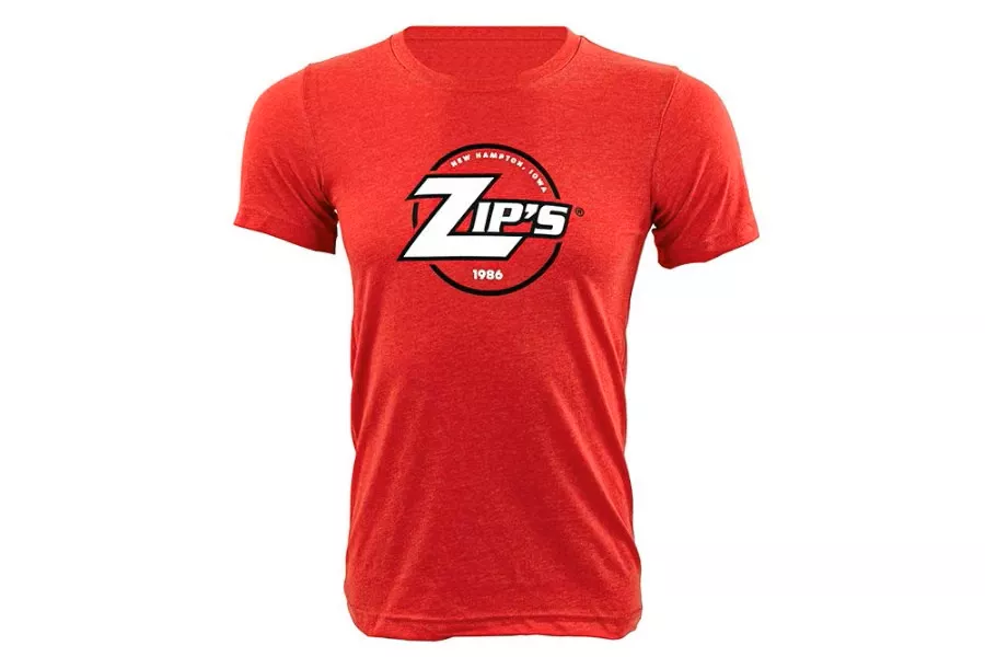 Zip's Casual Wear Heather Red Tee w/ Black and White Graphic