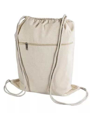 Zippered Canvas Drawstring Bag | 100% Cotton Wholesale Backpacks - BPK19